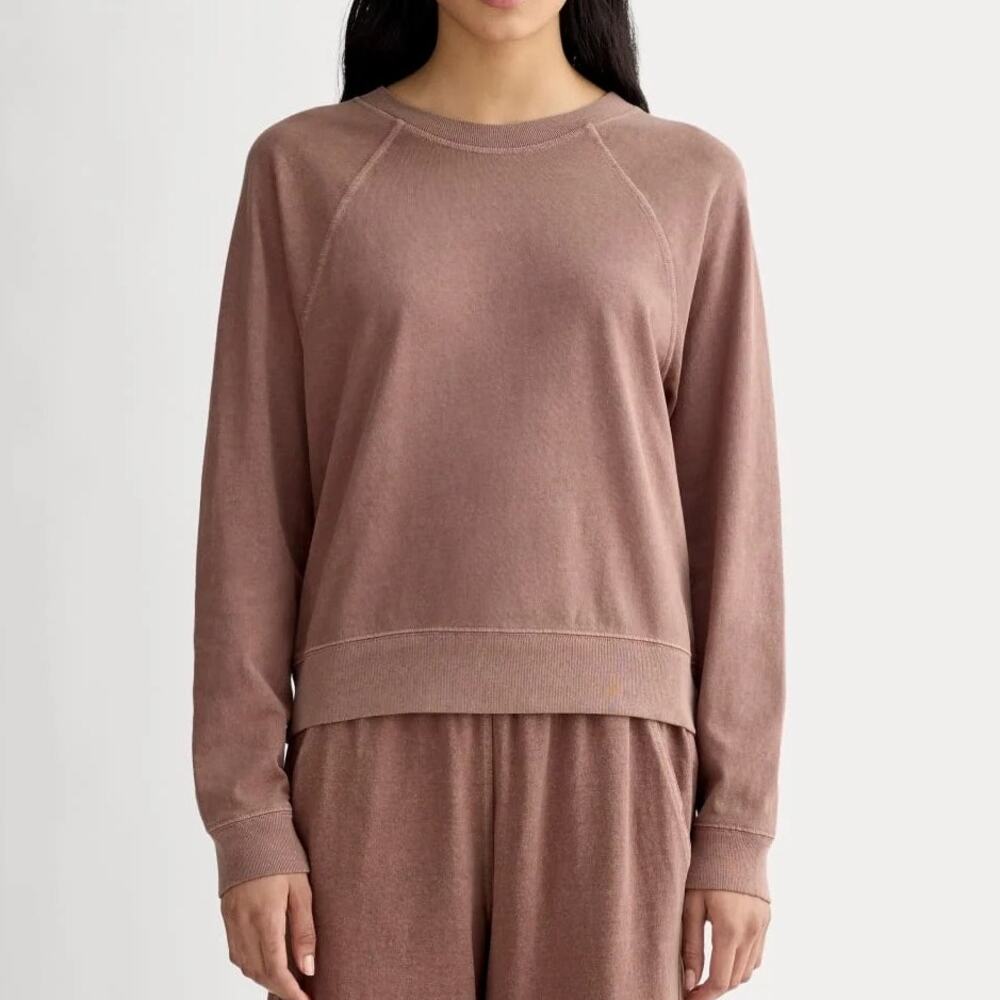 Everlane Organic Cotton Off Duty Long Sleeve Tee Garment Dyed Brown Large NWT